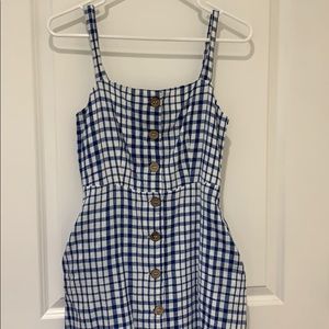 Blue and white plaid dress